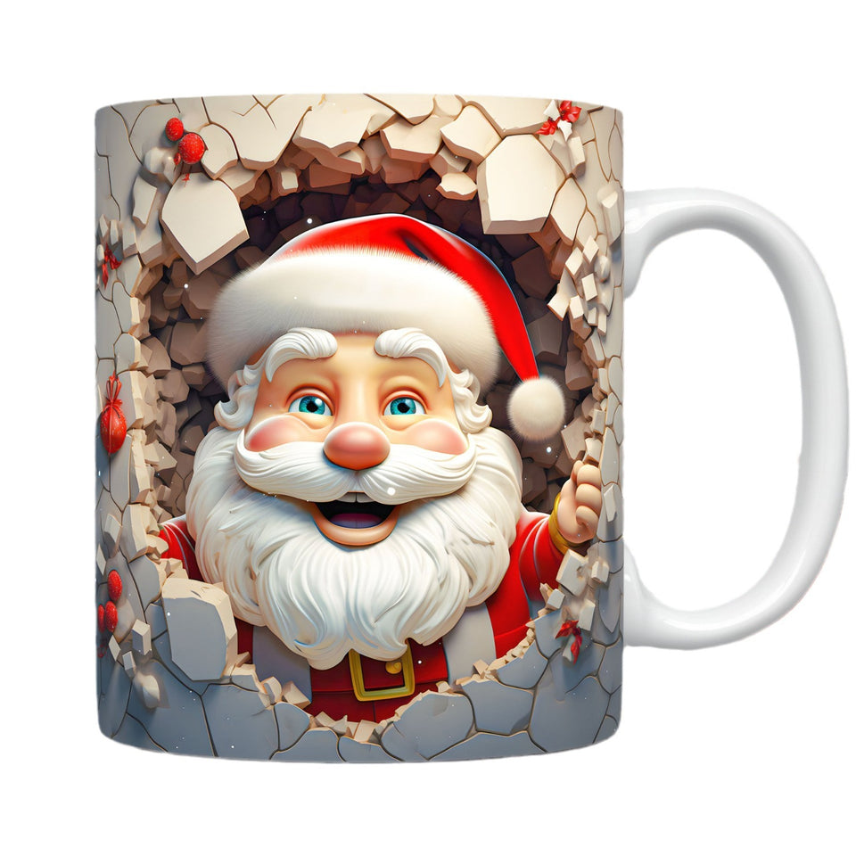 Creative 3D Christmas Ceramic Mug Unique Space Design Snowman Santa Coffee Cup Tea Milk Mug Christmas Gifts For Kids Adults Kitchen Gadgets